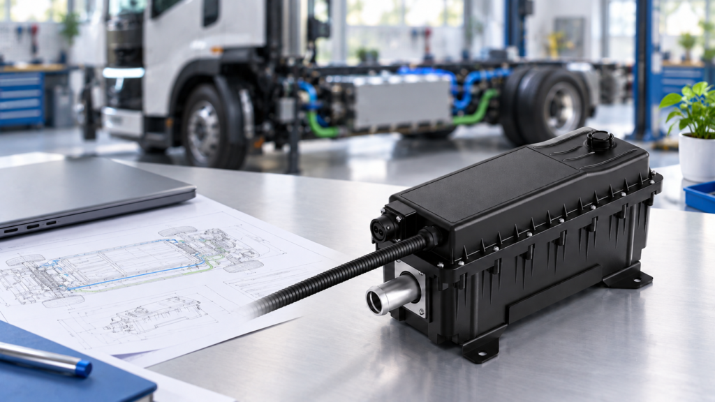 EVLINK high-voltage coolant heater with vehicle specification review workspace